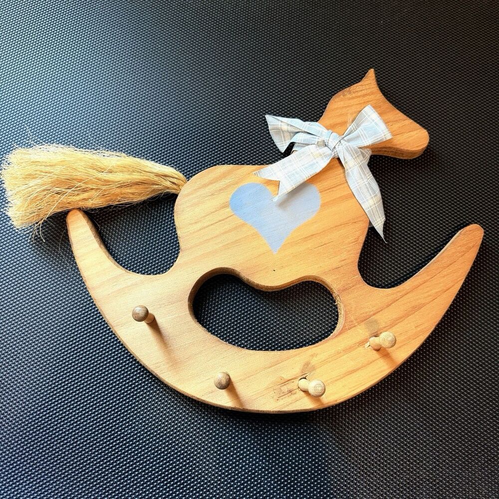 Vintage Rocking Horse Wall Peg Rack Baby Nursery Wall Decor